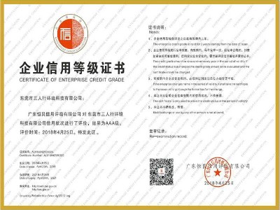 三人行-企業(yè)信用等級(jí)證書